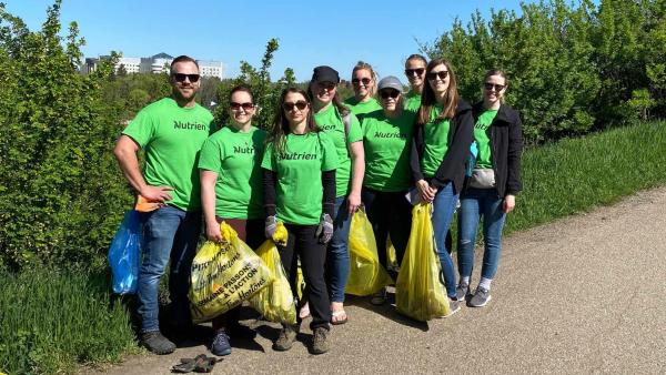 Nutrien team cleaning up