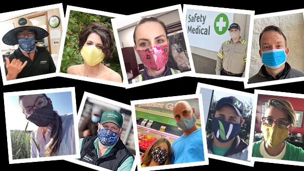 Collage of nutrien employees wearing mask