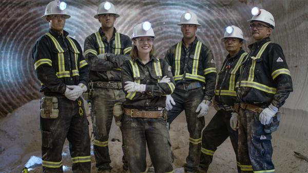 Group of employees underground